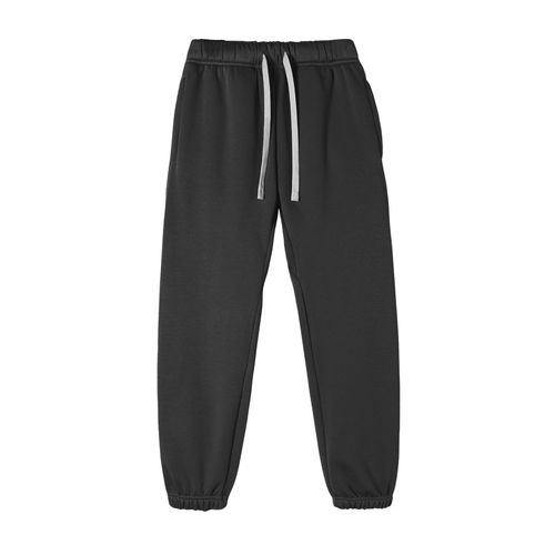 Essential Fleece Sweatpants in black with elastic cuffs and drawstring waist, offering comfort and flexibility for unisex activewear.