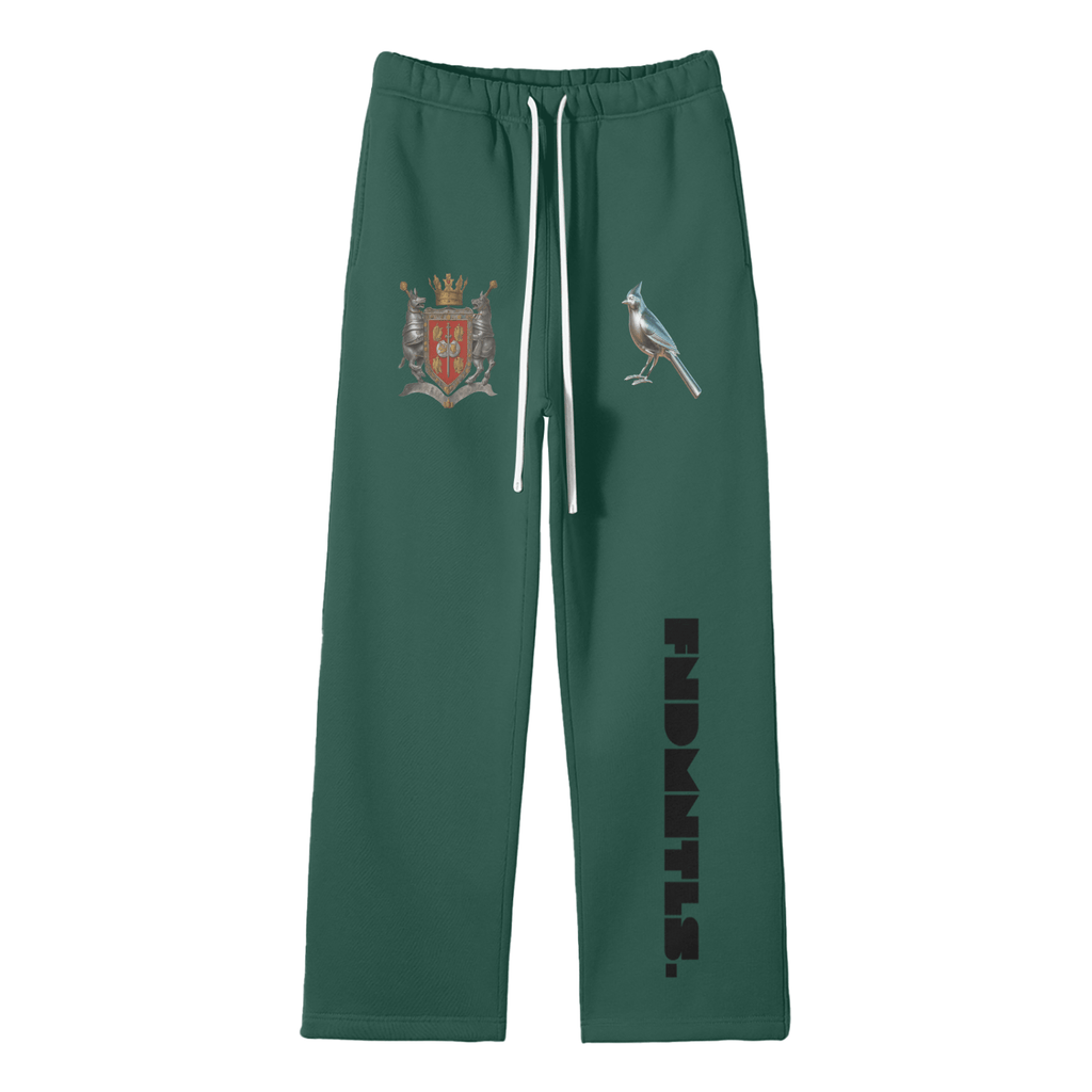 FNDMNTLS. Armor of God Crest Fleece Bottoms Eden Green / S