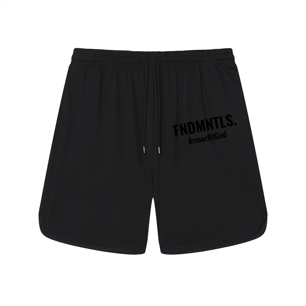 FNDMNTLS. Armor of God Mesh-Lined Quick-Dry Performance Shorts Black / S