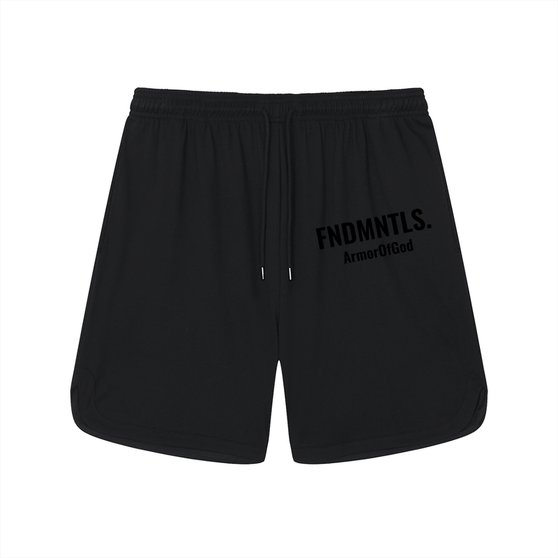 FNDMNTLS. Armor of God Mesh-Lined Quick-Dry Performance Shorts Black / S