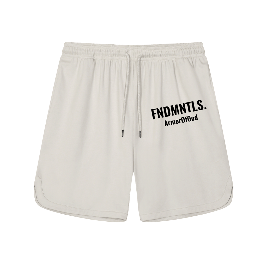 FNDMNTLS. Armor of God Mesh-Lined Quick-Dry Performance Shorts Grayish White / S