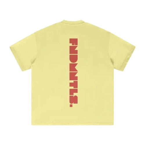 FNDMNTLS. Red Logo Heavyweight Earth Tone Graphic T-Shirt