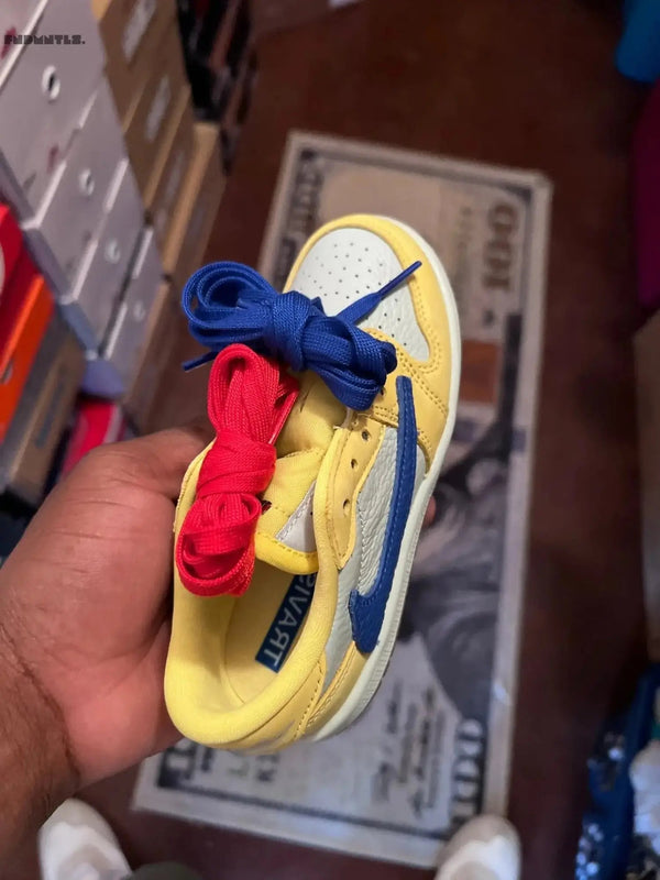 Travis Scott Air Jordan 1 Low Canary Yellow Graphic Tshirts