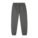 Back view of charcoal Essential Fleece Sweatpants showing a single back pocket and elastic cuffs for a snug, stylish fit.