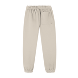 Back view of light gray Essential Fleece Sweatpants featuring a single pocket and soft fleece fabric for relaxed wear.