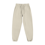 Front view of beige Vintage Washed Cotton Sweatpants featuring drawstring waist and side pockets, perfect for timeless comfort.