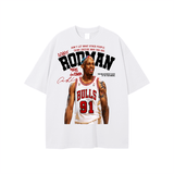 Rebound King Tee - Graphic T-Shirt in white with vibrant basketball graphic, unisex design, made from breathable 100% cotton fabric.