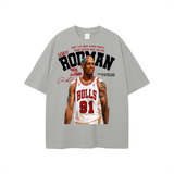 Rebound King Tee - Graphic T-Shirt in grey featuring bold basketball-themed print, unisex fit, 100% cotton for casual streetwear comfort.