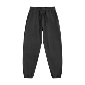 Unisex Vintage Washed Cotton Sweatpants in black with elastic waistband and drawstring, ideal for casual streetwear or lounging.