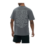 Back view of grey Mark the Believer Tee showing handwritten-style quote. Casual unisex cotton t-shirt ideal for daily wear.