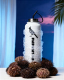 FNDMNTLS. Stainless steel water bottle with a straw lid