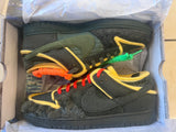 Green sneakers with colorful laces in a box