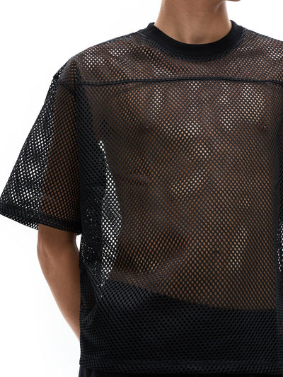 Boxy Net T-Shirt with Bird Motif - Stylish & Versatile Style - Heretic - s Streetwear - Casual Wear - Eternal Bonds -  product_type