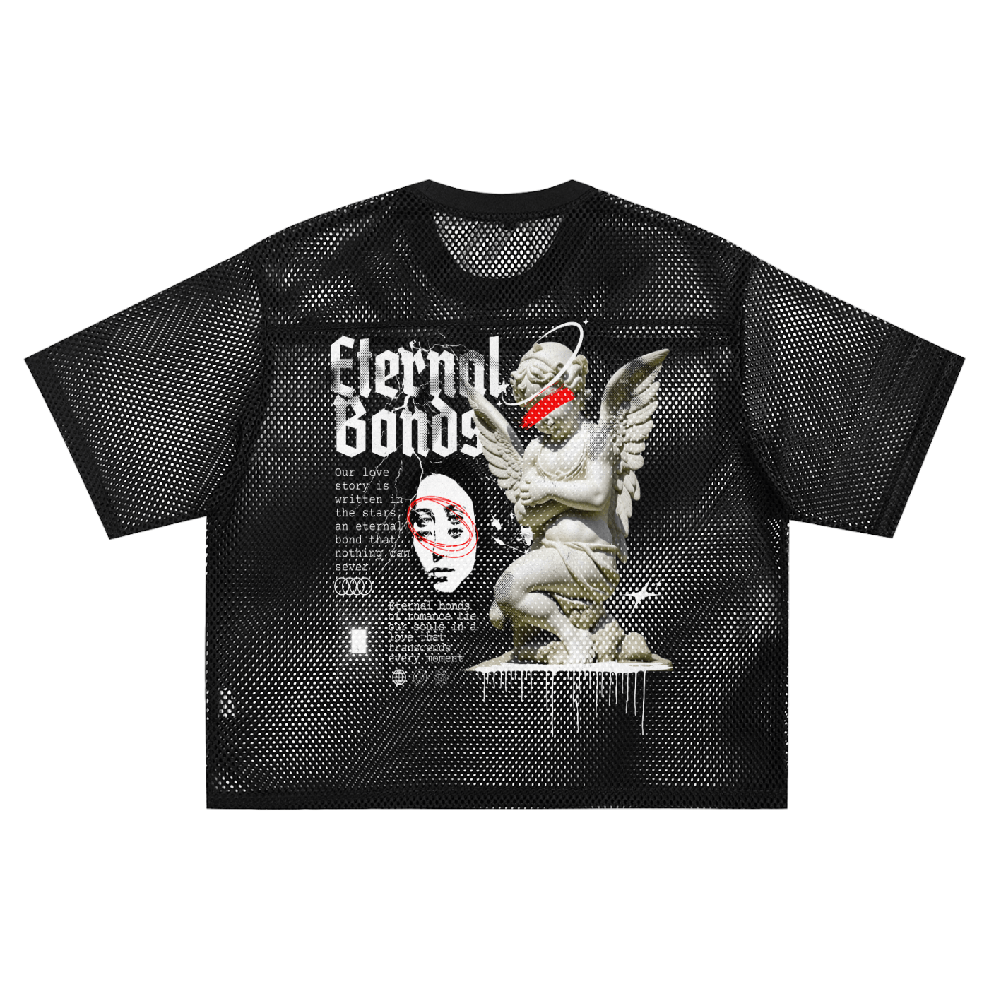 Boxy Net T-Shirt with Bird Motif - Stylish & Versatile Style - Heretic - s Streetwear - Casual Wear - Eternal Bonds -  product_type