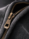 Gray fabric with brass zipper detail on Care Bears FNDMNTLS Gray Zip Hoodie accessible in inches and centimeters