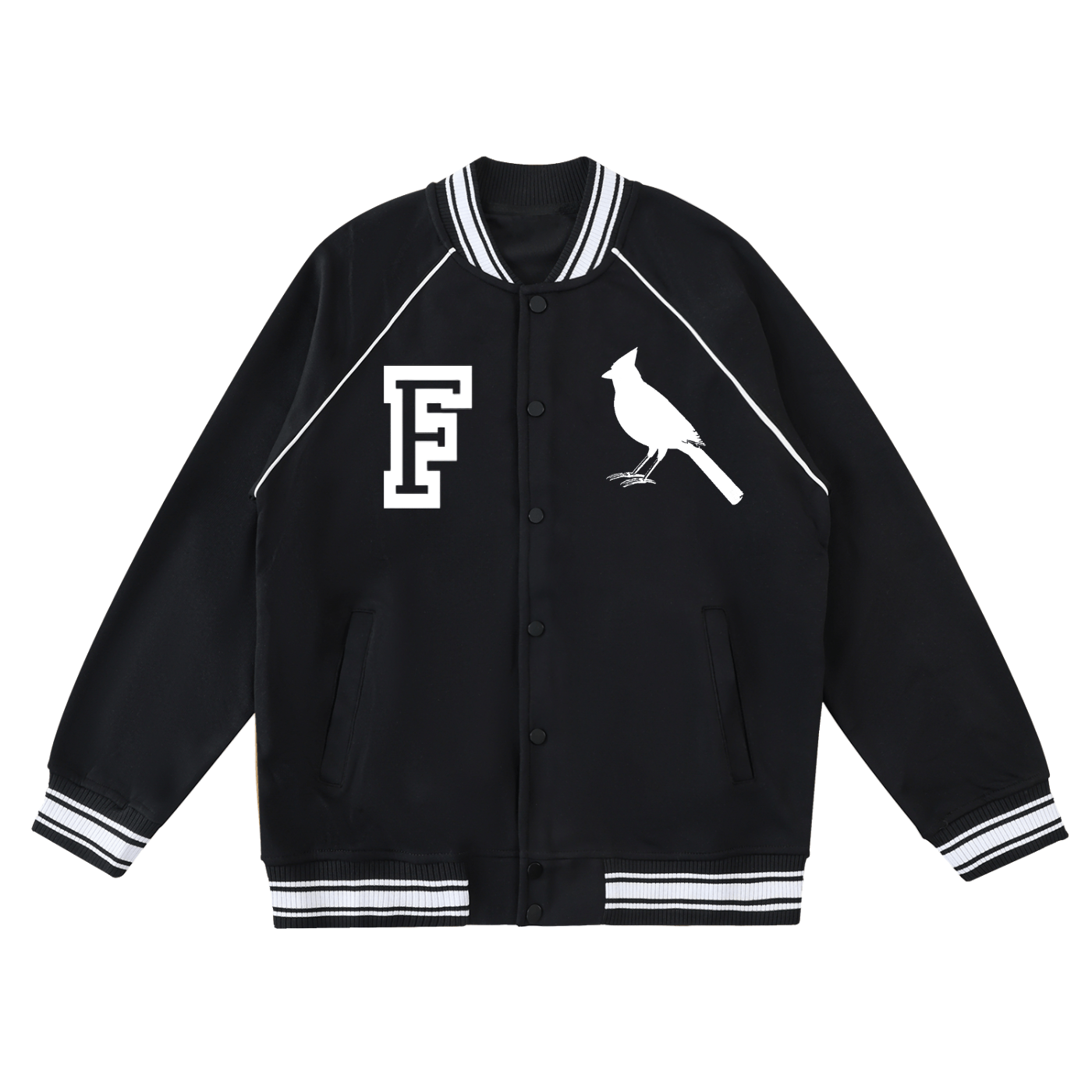 Chrome Cardinal Contrast Trim Raglan Varsity Jacket - Heretic - s Streetwear - drop access - fleeced varsity jacket -  product_type