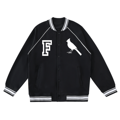 Chrome Cardinal Contrast Trim Raglan Varsity Jacket - Heretic - s Streetwear - drop access - fleeced varsity jacket -  product_type