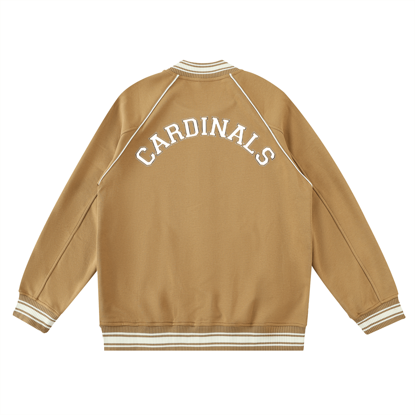 Chrome Cardinal Contrast Trim Raglan Varsity Jacket - Heretic - s Streetwear - drop access - fleeced varsity jacket -  product_type