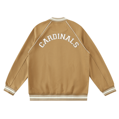 Chrome Cardinal Contrast Trim Raglan Varsity Jacket - Heretic - s Streetwear - drop access - fleeced varsity jacket -  product_type