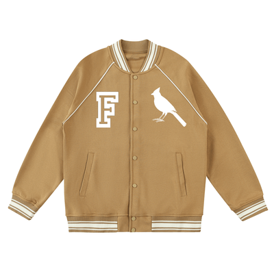 Chrome Cardinal Contrast Trim Raglan Varsity Jacket - Heretic - s Streetwear - drop access - fleeced varsity jacket -  product_type