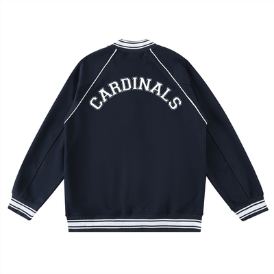 Chrome Cardinal Contrast Trim Raglan Varsity Jacket - Heretic - s Streetwear - drop access - fleeced varsity jacket -  product_type
