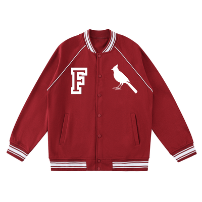 Chrome Cardinal Contrast Trim Raglan Varsity Jacket - Heretic - s Streetwear - drop access - fleeced varsity jacket -  product_type