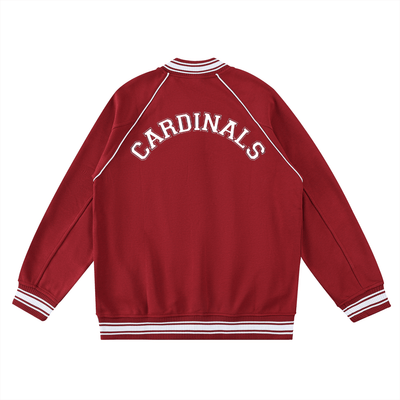 Chrome Cardinal Contrast Trim Raglan Varsity Jacket - Heretic - s Streetwear - drop access - fleeced varsity jacket -  product_type
