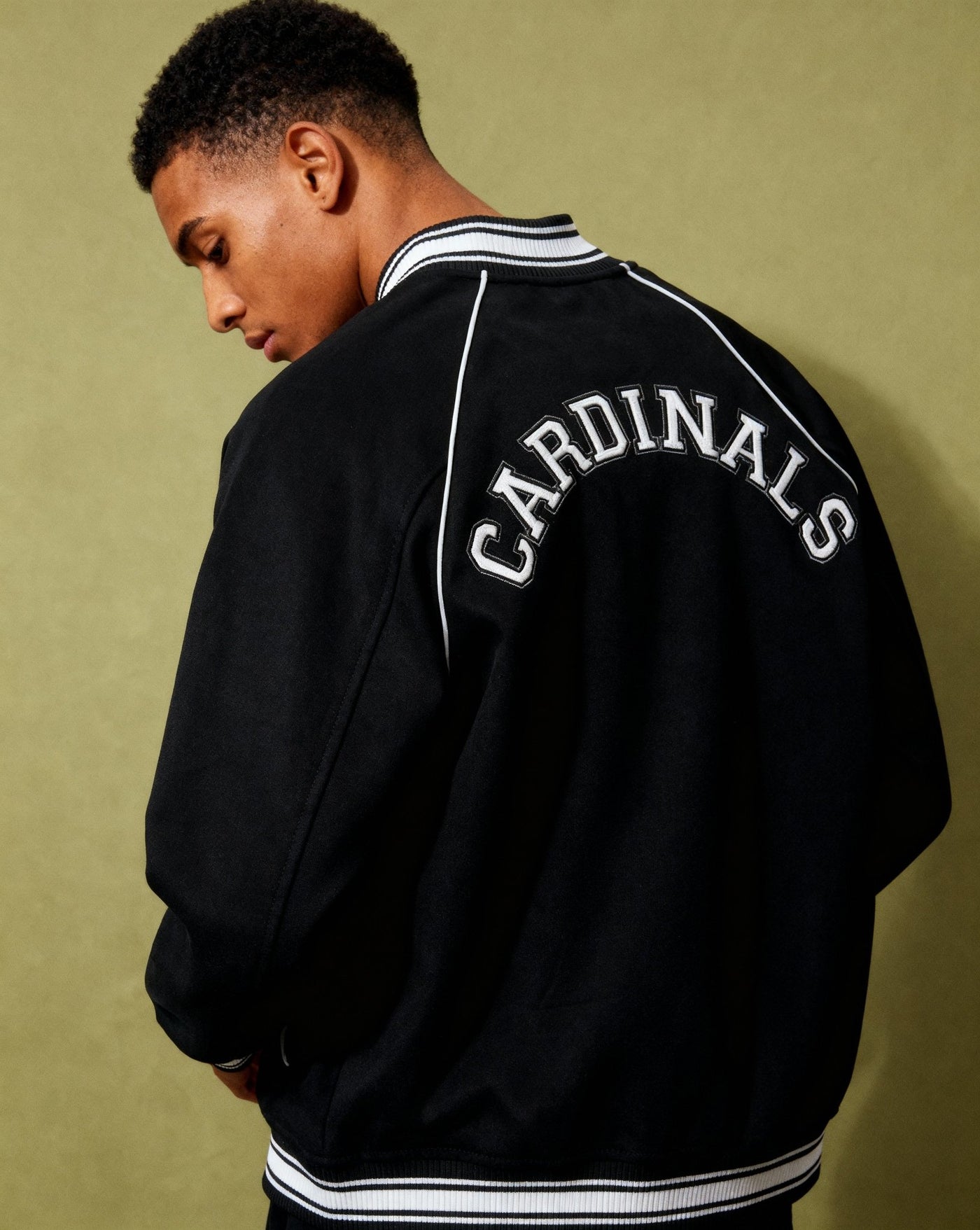 Chrome Cardinal Contrast Trim Raglan Varsity Jacket - Heretic - s Streetwear - drop access - fleeced varsity jacket -  product_type