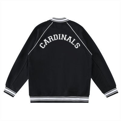 Chrome Cardinal Contrast Trim Raglan Varsity Jacket - Heretic - s Streetwear - drop access - fleeced varsity jacket -  product_type