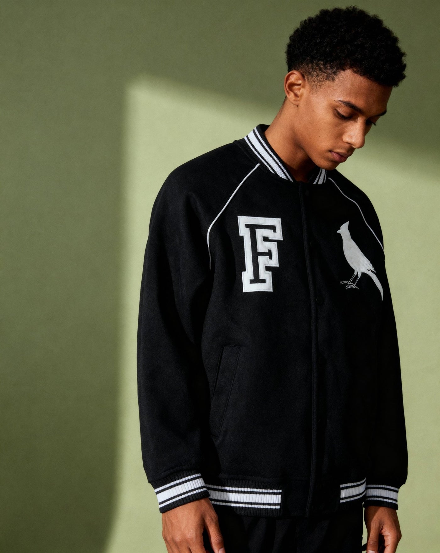 Chrome Cardinal Contrast Trim Raglan Varsity Jacket - Heretic - s Streetwear - drop access - fleeced varsity jacket -  product_type