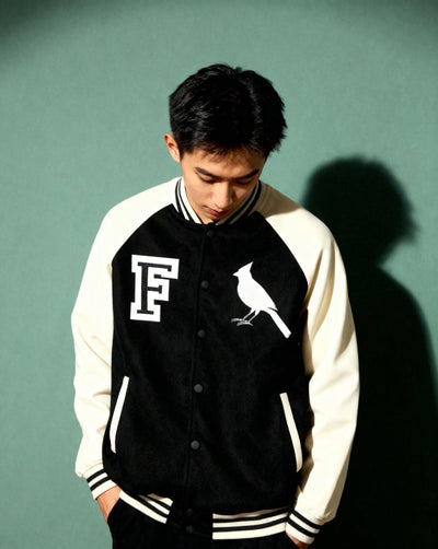 Chrome Cardinal Two Tone Raglan Sleeve Varsity Jacket - Heretic - s Streetwear - two tone raglan sleeve - varsity jacket -  product_type