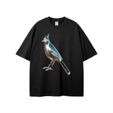 Black T-shirt featuring metallic bird graphic from Chrome Cardinals FNDMNTLS collection