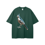 Green t-shirt with bird graphic from Chrome Cardinals FNDMNTLS collection