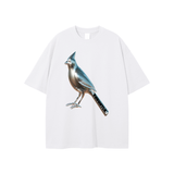 White T-shirt with metallic bird graphic from Chrome Cardinals FNDMNTLS collection