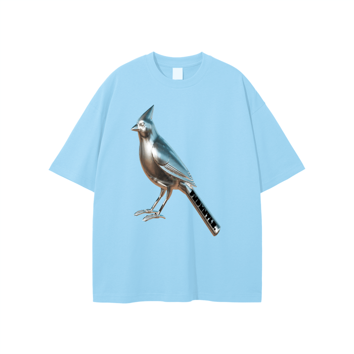 Chrome Cardinals FNDMNTLS Metallic Bird Tee - Heretic - s Streetwear - Chrome Cardinals FNDMNTLS - cotton T-shirt -  product_type
