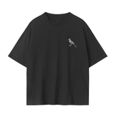 Black T-shirt with bird graphic from Chrome Cardinals Fndmntls featuring Cardinal Fndmntls Rugby design