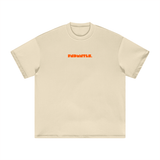 Earth tone Mets Orange Heavyweight T-Shirt with orange FNDMTLS logo on chest, made from heavyweight cotton for unisex comfort.
