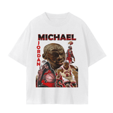 White Championship Unisex Seamless T-Shirt - 230 GSM featuring a bold basketball graphic design, ideal for casual or sporty streetwear.