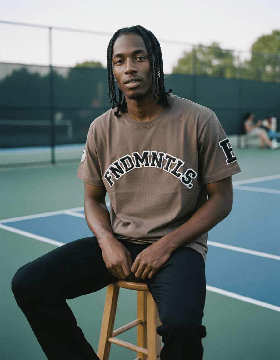 Embroidered Varsity Essential Cotton T-Shirt - Heretic - s Streetwear - DTG - embroidery effect -  product_type