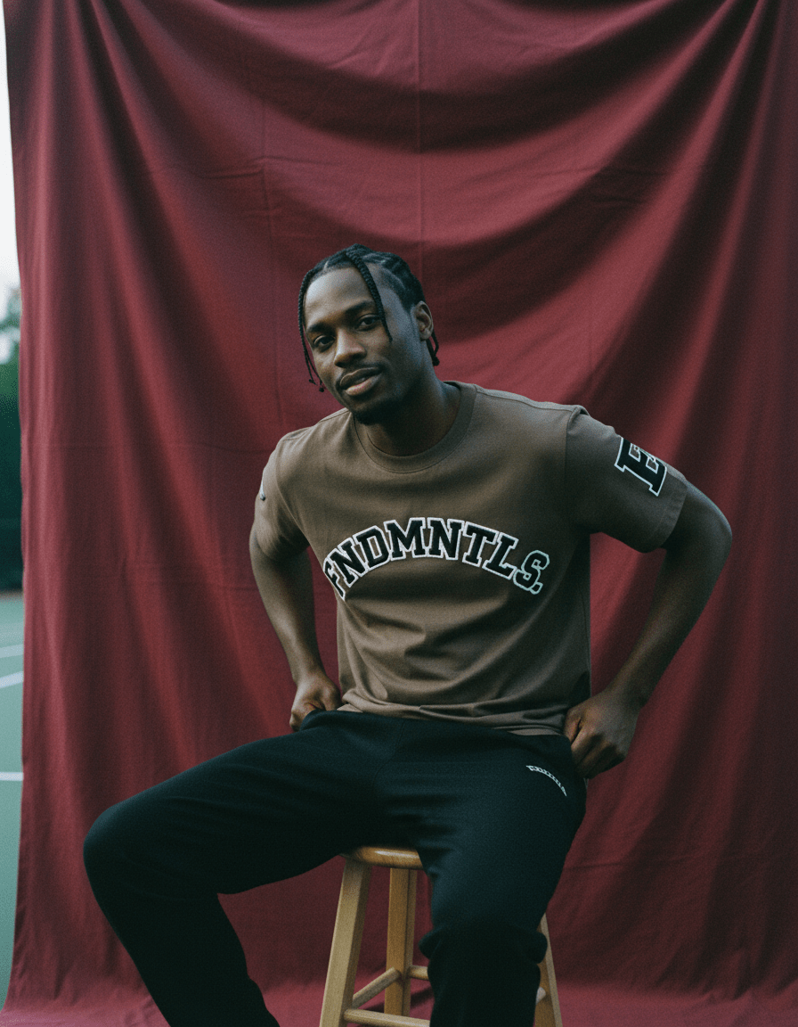 Embroidered Varsity Essential Cotton T-Shirt - Heretic - s Streetwear - DTG - embroidery effect -  product_type