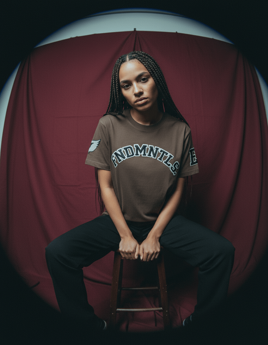 Embroidered Varsity Essential Cotton T-Shirt - Heretic - s Streetwear - DTG - embroidery effect -  product_type