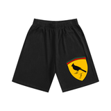 Black Ferrari Boys Essential Heavyweight Shorts with bird emblem, available in inches and cm