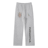 Gray God Fndmntls Crest Bird Fleece Sweatpants with bird design, available in inches and centimeters