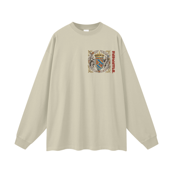 FNDMNTLS. Armor of God Crest Long Sleeve Graphic Tshirt - Heretic - s Streetwear - daily casual - graphic tee -  product_type