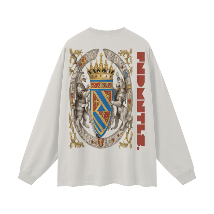 FNDMNTLS. Armor of God Crest Long Sleeve Graphic Tshirt - Heretic - s Streetwear - daily casual - graphic tee -  product_type