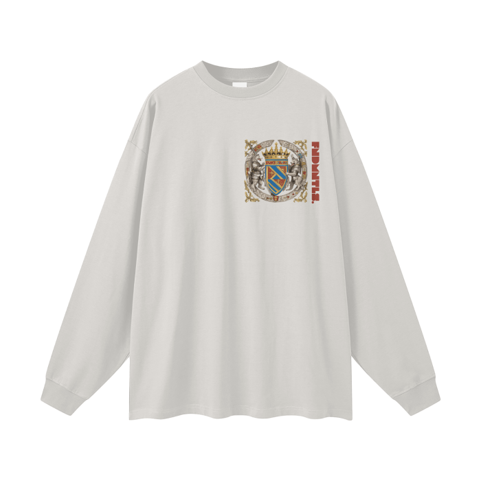FNDMNTLS. Armor of God Crest Long Sleeve Graphic Tshirt - Heretic - s Streetwear - daily casual - graphic tee -  product_type