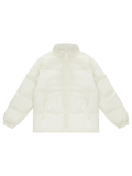 White puffer jacket from Fndmntls Unisex series, featuring zipper design and ideal for all inch sizes