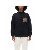 Men's Armor of God snow-washed black cardigan with crest print, regular fit, button closure, and V-neck design.