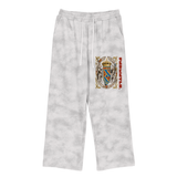 Gray tie-dye washed fleece sweatpants, comfortable dirty washed fleece fabric