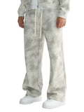 Washed Fleece Gray Tie-Dye Sweatpants in dirty washed fleece fabric, available in various sizes